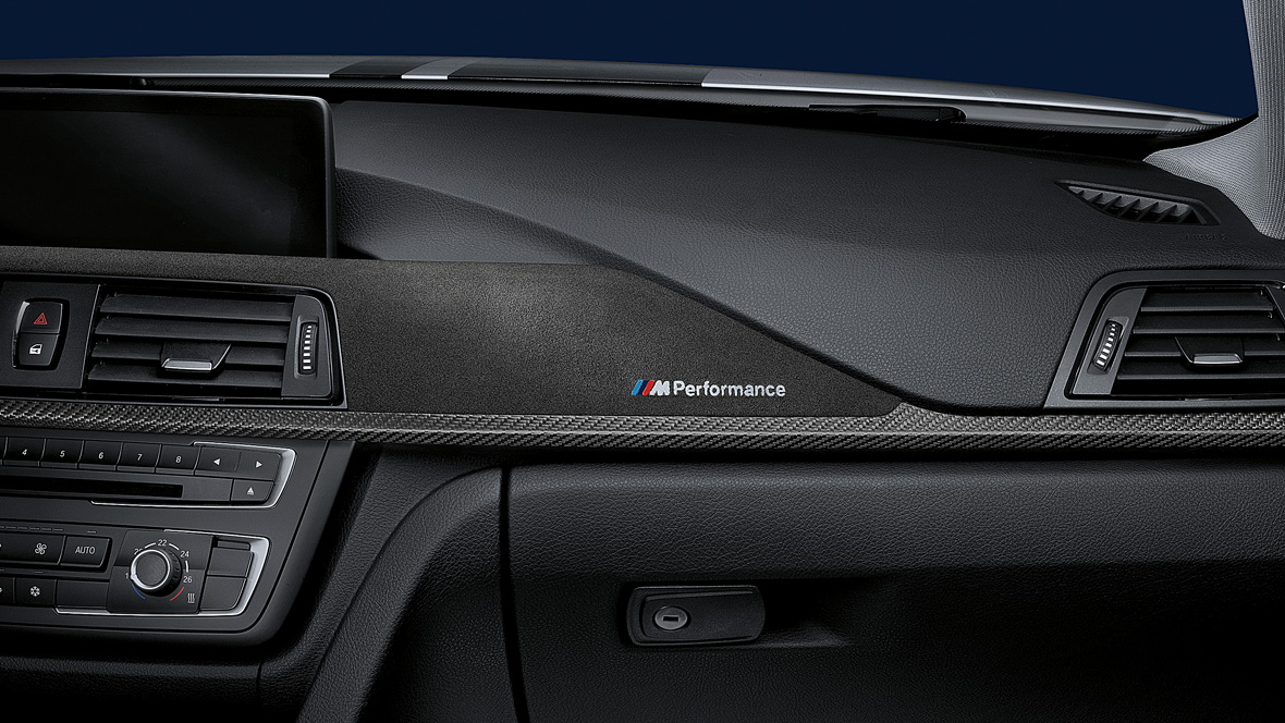 M Performance carbon interior trim finishers with Alcantara
