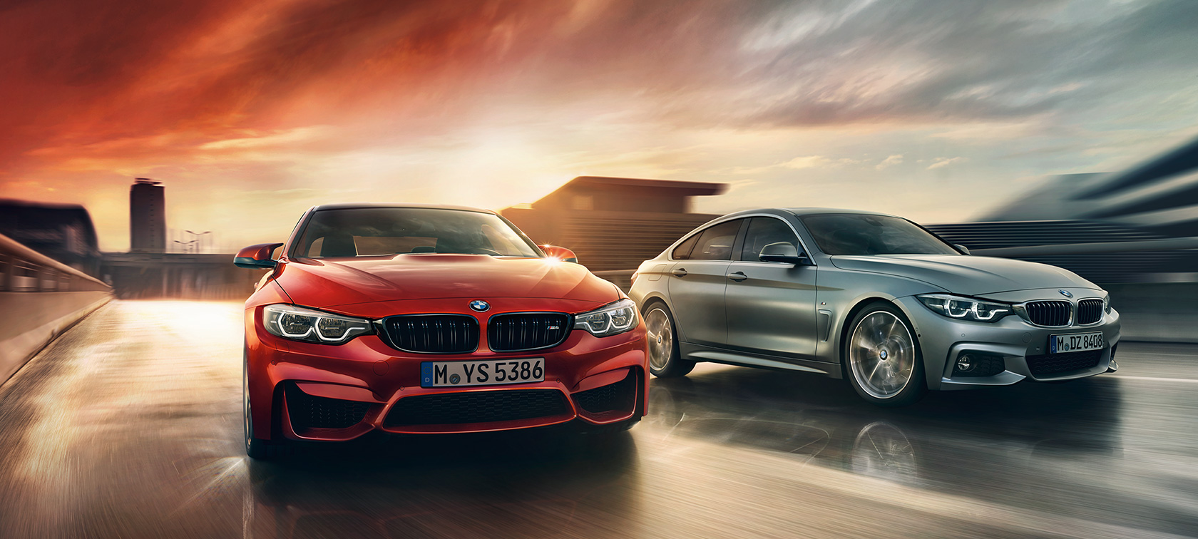 The BMW 4 Series models. The BMW M4 and M3 automobiles.