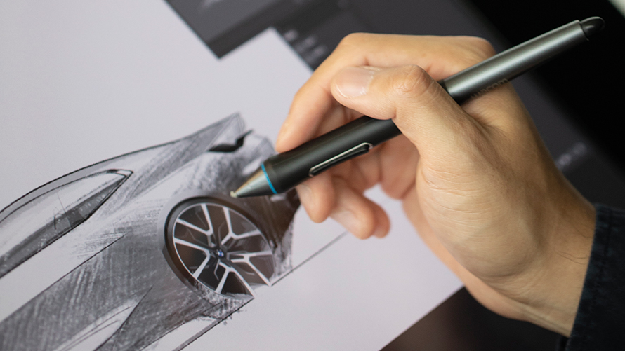 BMW Concept 4 design process sketch on screen
