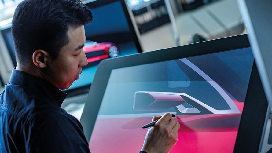 BMW Concept 4 design process designing on screen